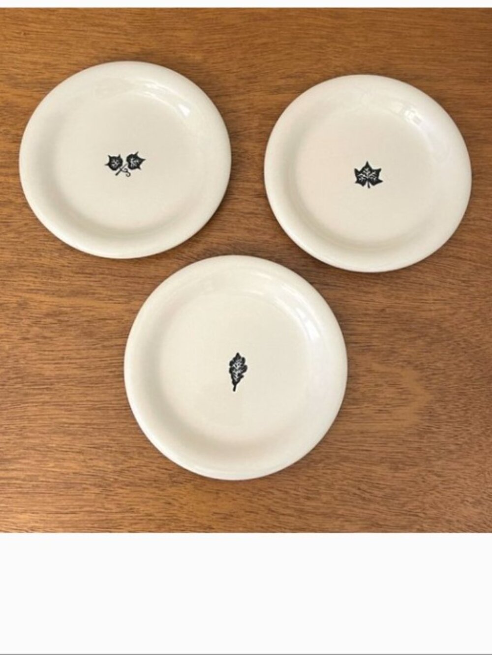 Starbucks Plates Set of 3 Ivory Black Embossed Leaf Small Appetizer Dessert